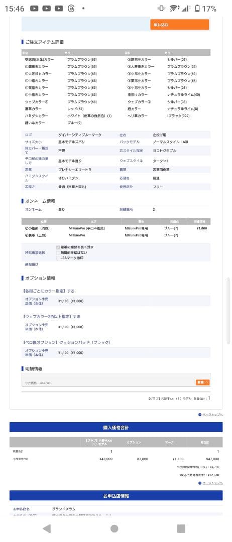 ミズノプロ軟式オーダーグラブ左投げ用AXIモデル