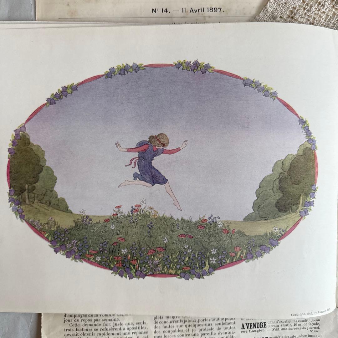 1912年アンティーク美しい絵本フランス語　洋書ジャンクジャーナル古書ルメール