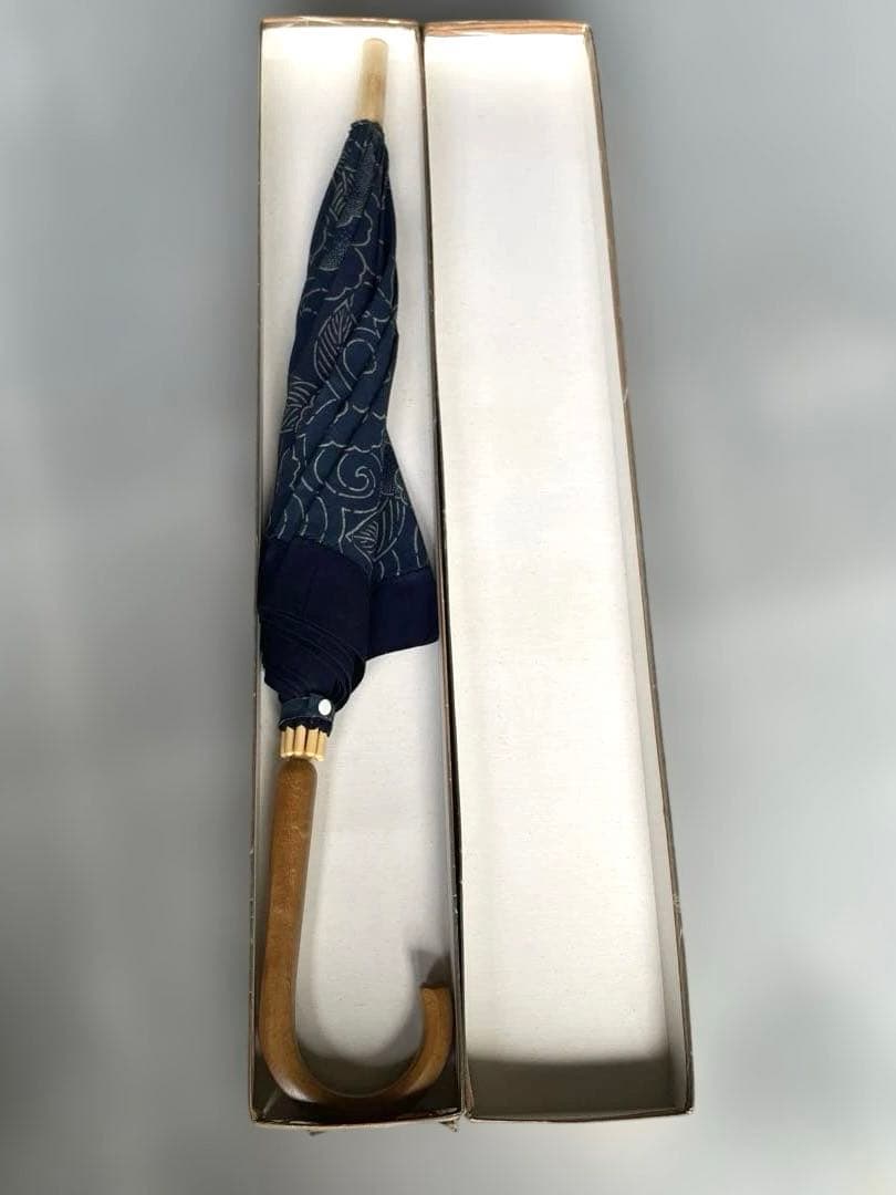 藍染布地の日傘　木手元 　日本製　長傘　和傘**10