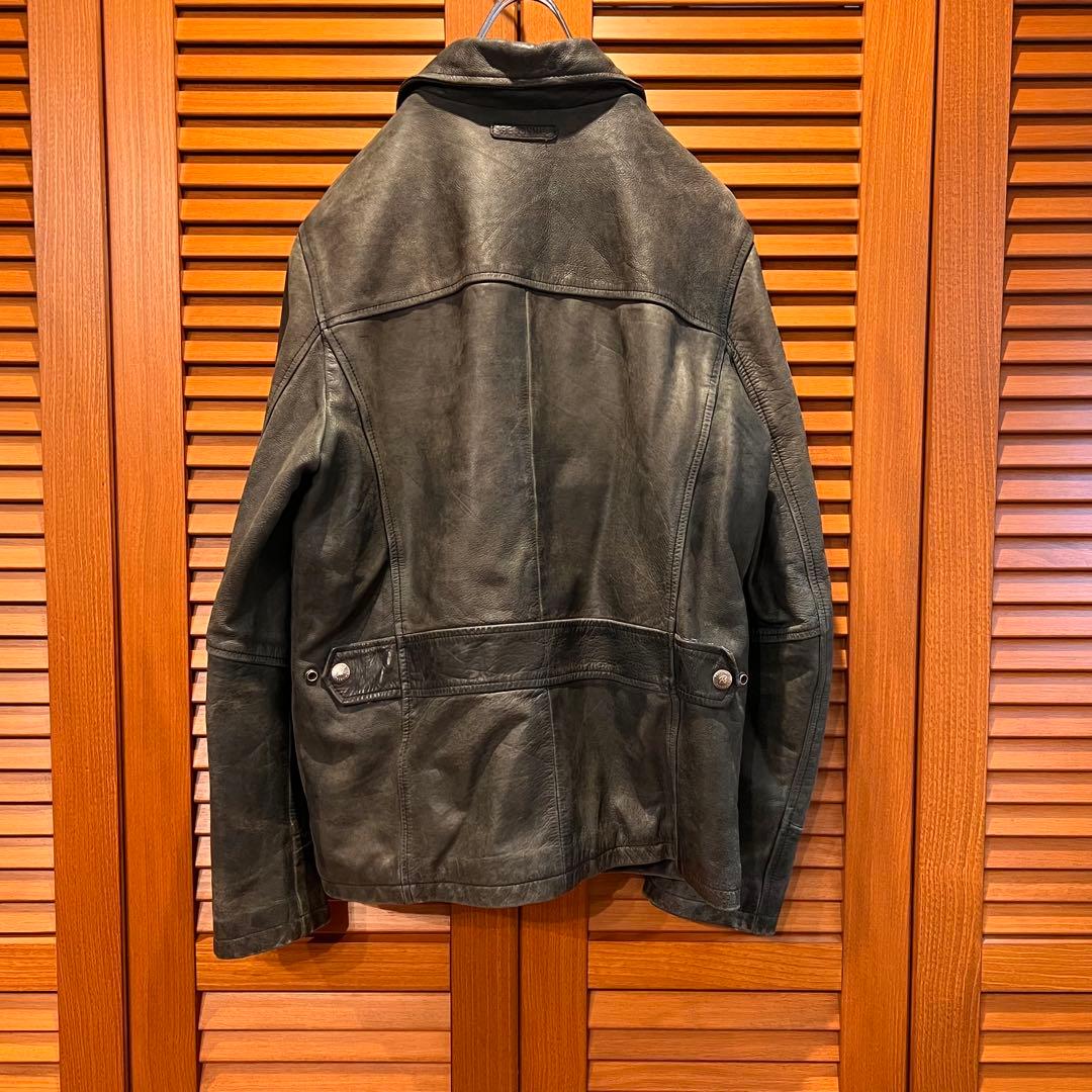 【フランス製】リアルレザー フィールド ライダースジャケット A1 A2 L黒