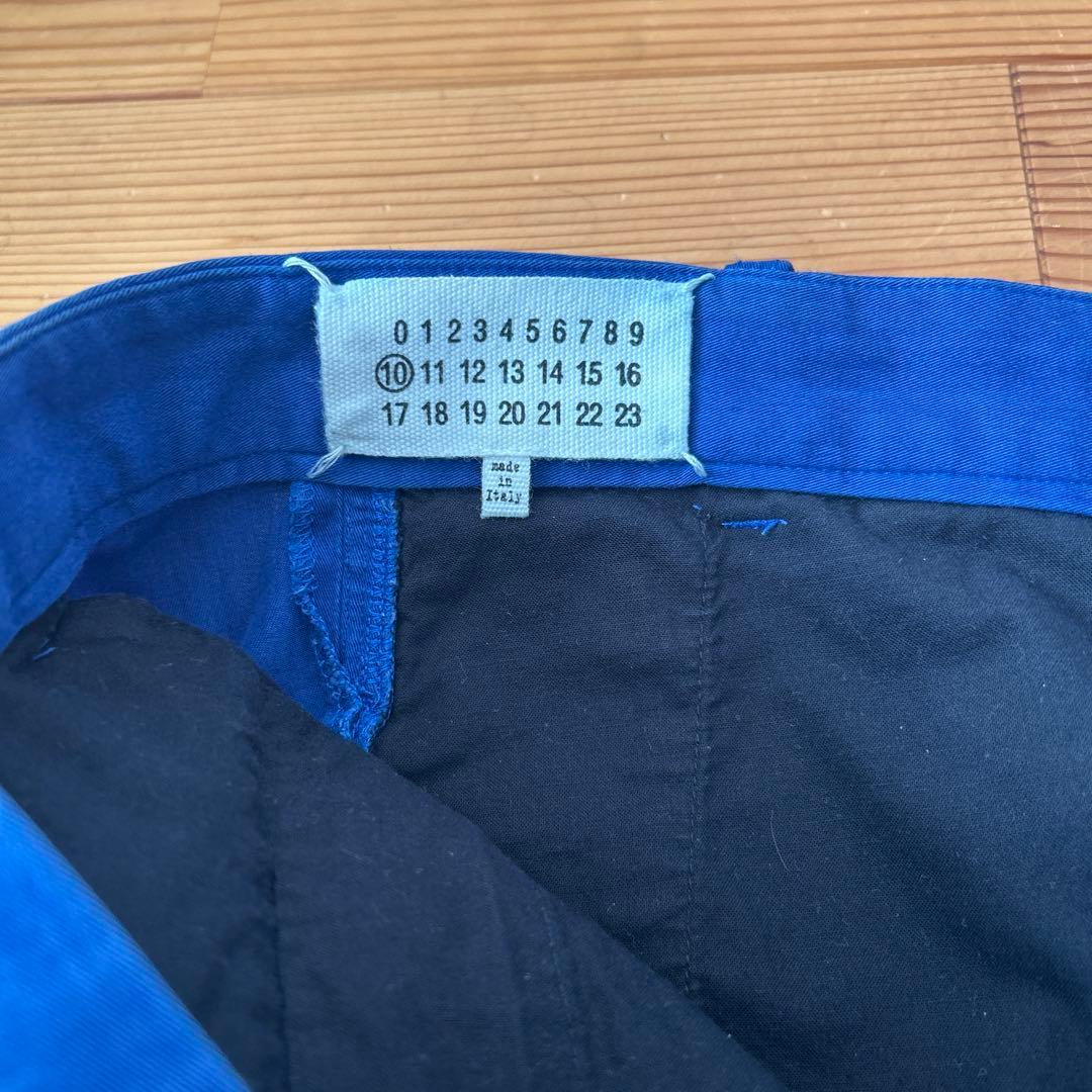 12SS メゾンマルタンマルジェラ　ベルテッドパンツ　青