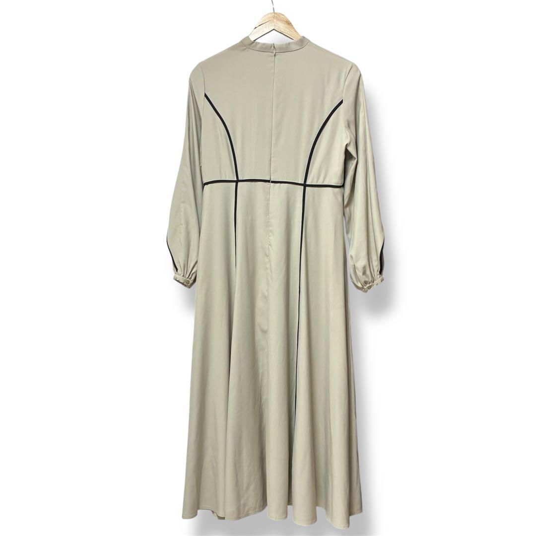 anuansアニュアンス バイカラートリミングデザインワンピース アイボリー