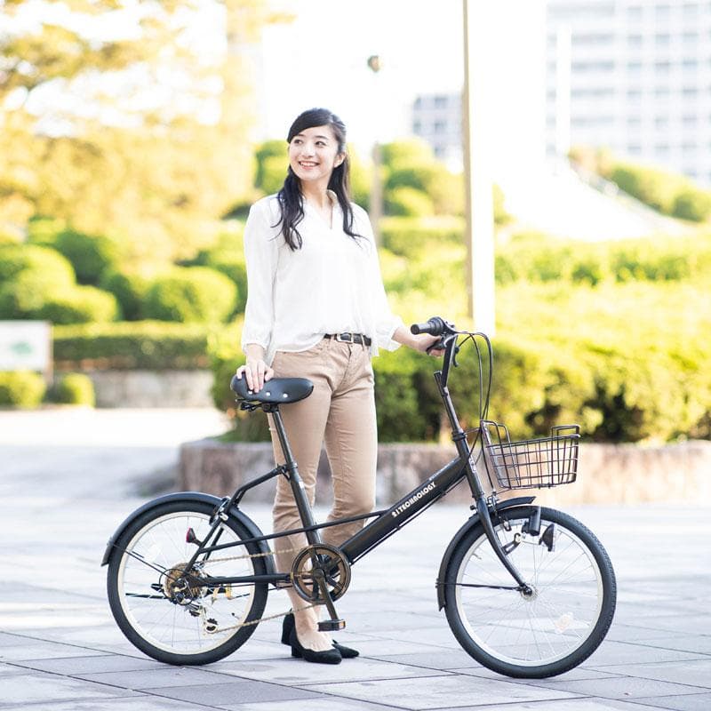 新品★未使用ミニベロ　シマノ製6段変速　20インチ　カゴ・鍵付き　マットブラック