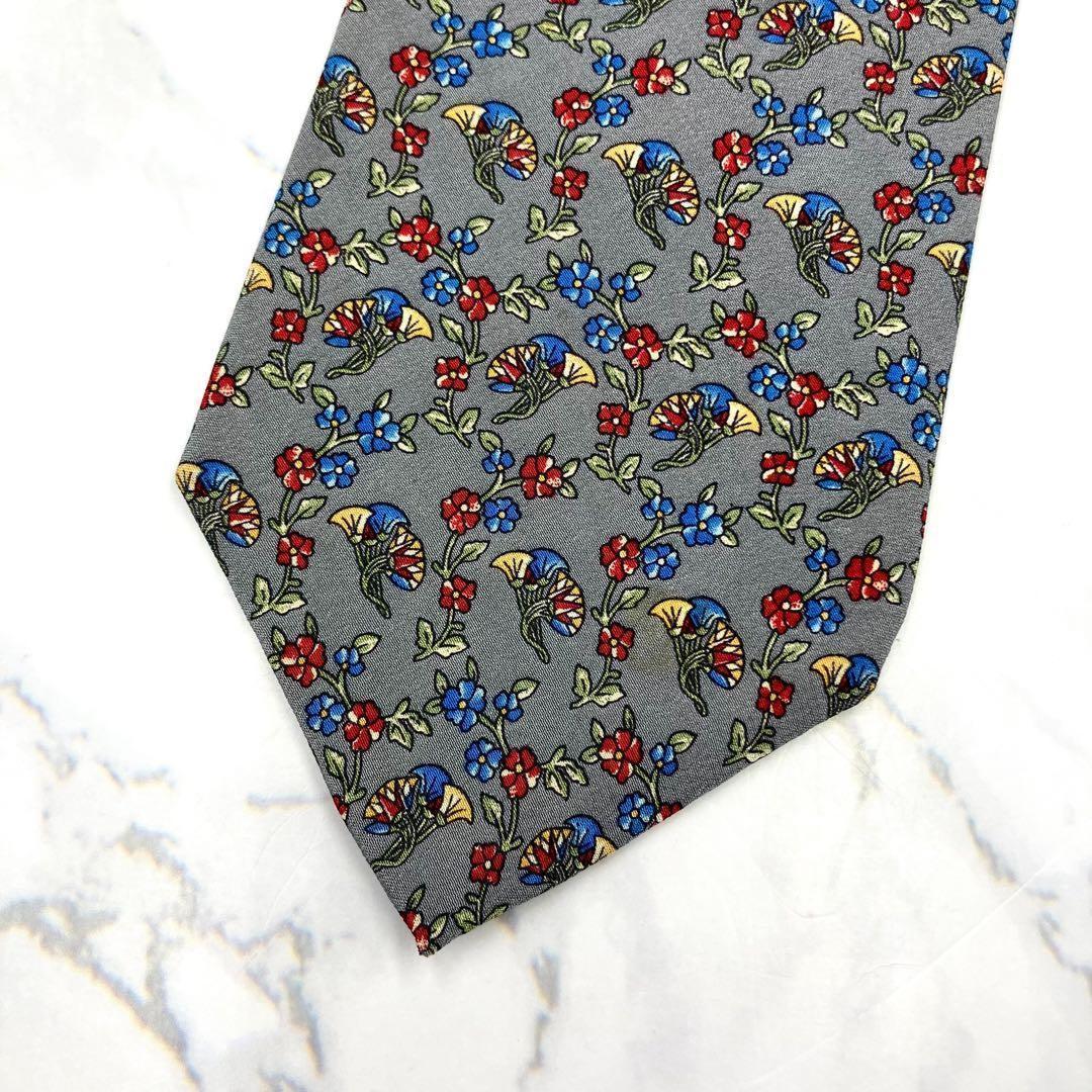 ◆美品◆Christian Dior ネクタイ グレー 小花柄 カジュアル