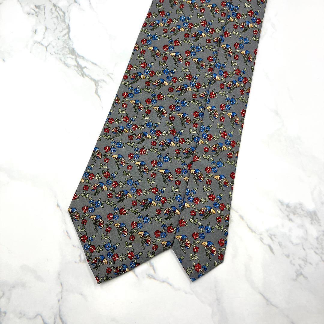 ◆美品◆Christian Dior ネクタイ グレー 小花柄 カジュアル
