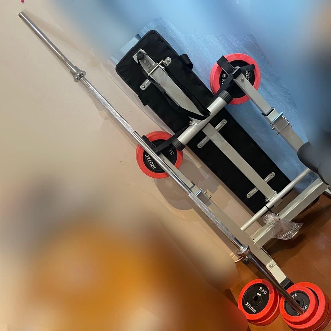 【引取り限定】 バーベル180cm、IROTECウエイトプレート、ベンチおまけ付