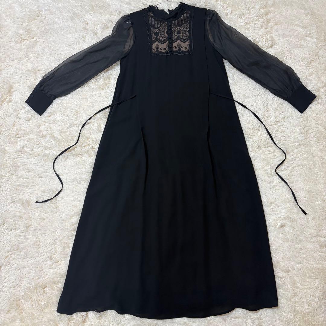 2602059 2WAY SCOOP OUT LACE DRESS ブラック M