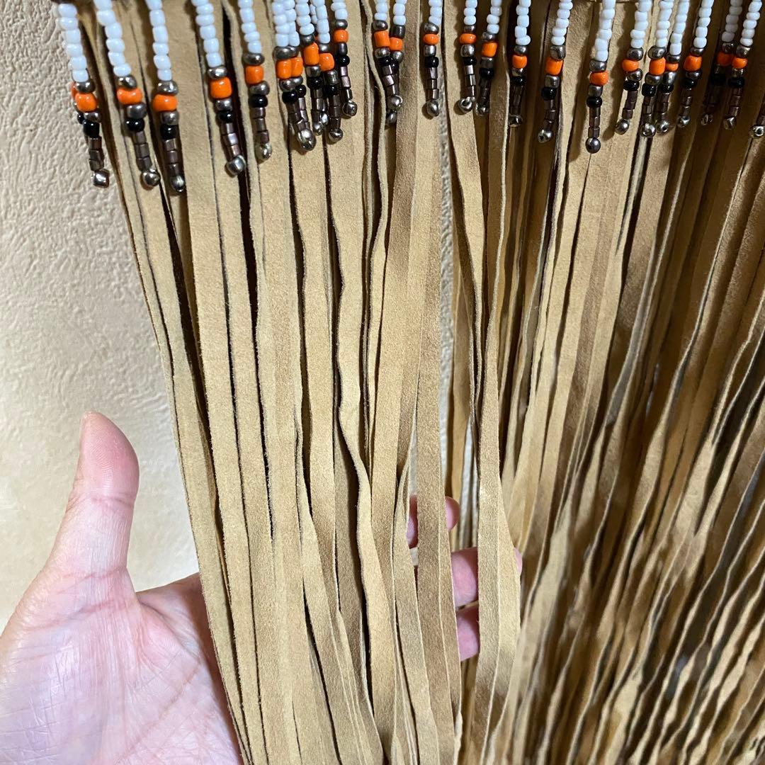 NIGEL PRESTON フリンジベスト　山羊革　ウエスタン　ビーズ装飾/XS