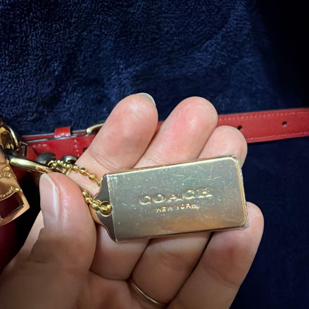 COACH シグネチャー ブラウンレッド ショルダーバッグ