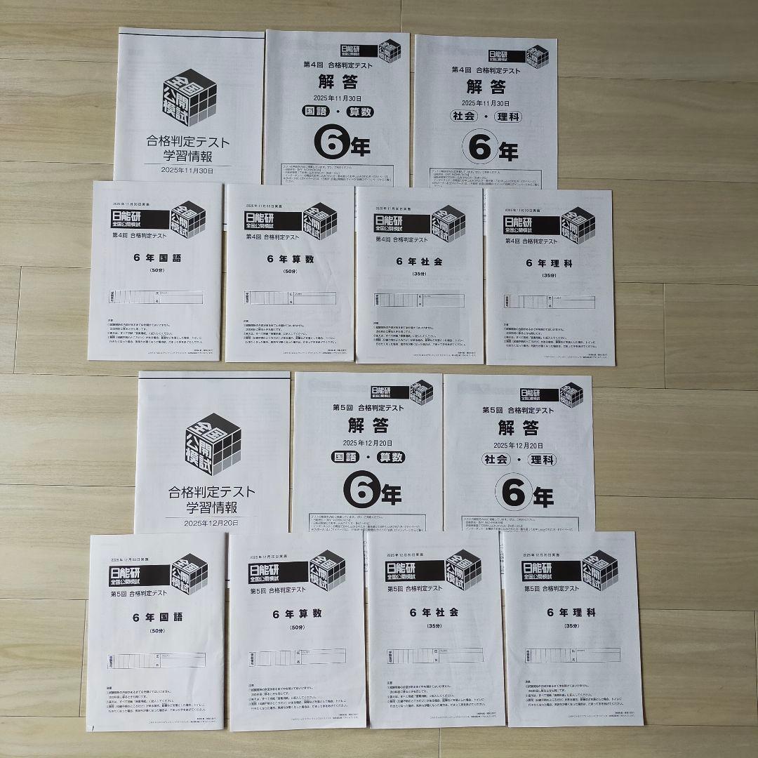 最新版 2025年度 日能研6年 公開模試 11回分