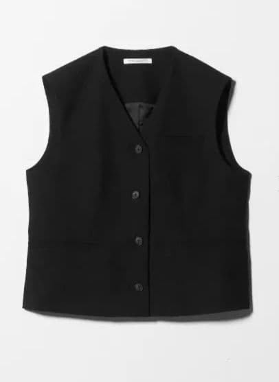 ポリエステル ツイードライクベスト　ブラック
