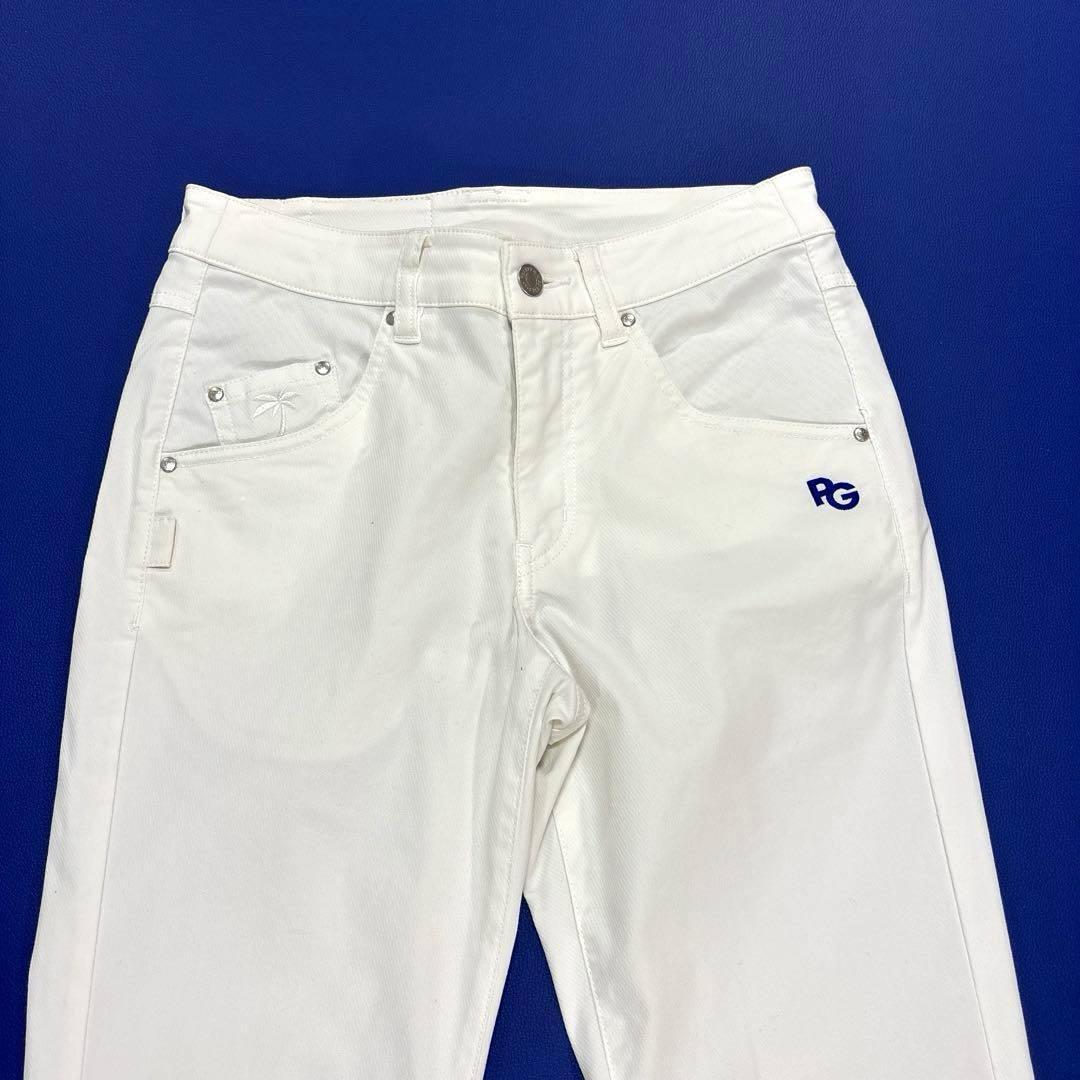 パーリーゲイツ　0/S クロッフドパンツ　アンクル丈　ホワイト　レディース