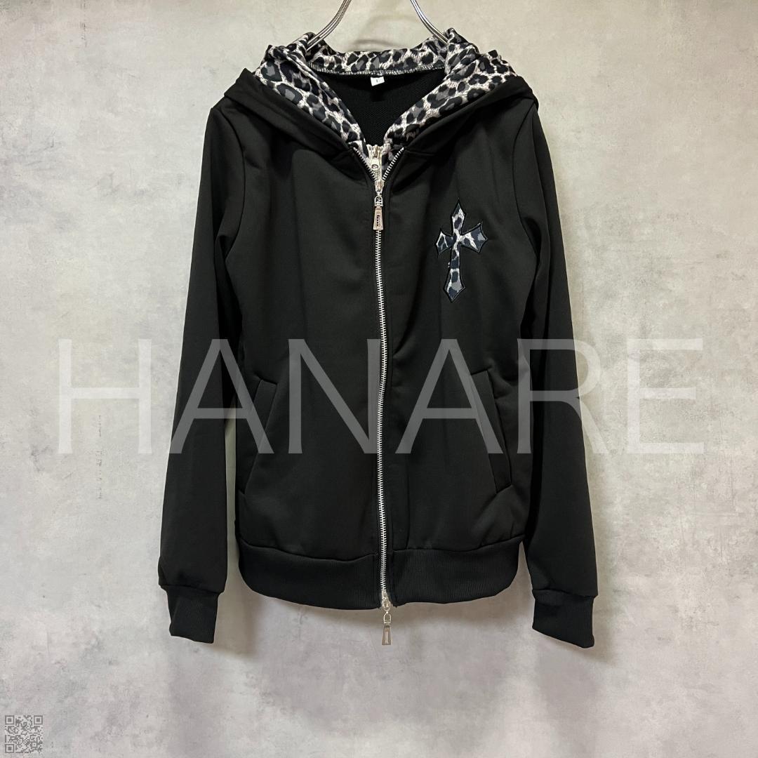 レオパード ヒョウ柄 十字架 クロス パーカー ジップパーカー y2k グランジ