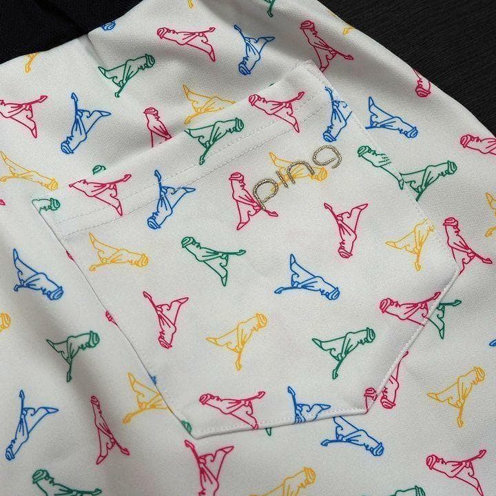 新品 ピン ゴルフ モックネック 半袖 ドッキング ワンピース 白 S