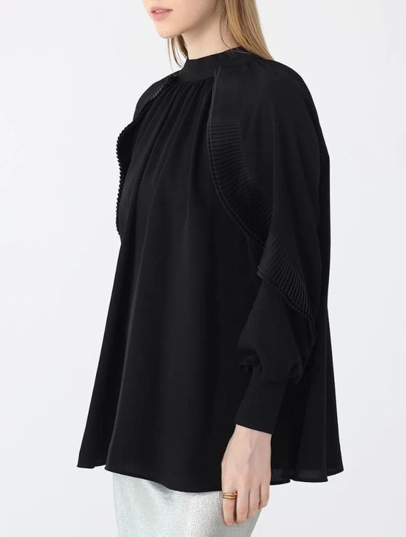 [新品タグ付]Aga バックリボンプリーツフリルブラウス ヤマダヤ アーガ