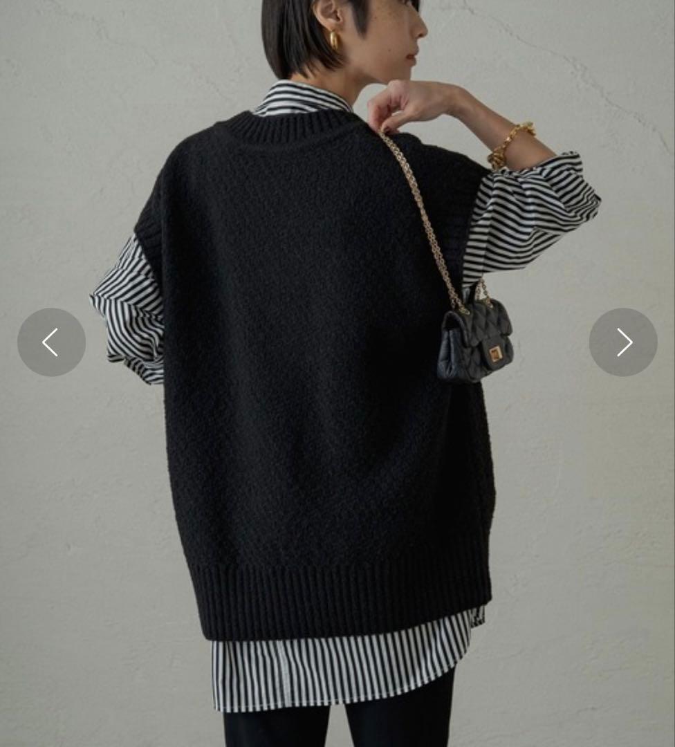 LOUNGEDRESSラウンジドレス　ツイードニットジレ　ブラック