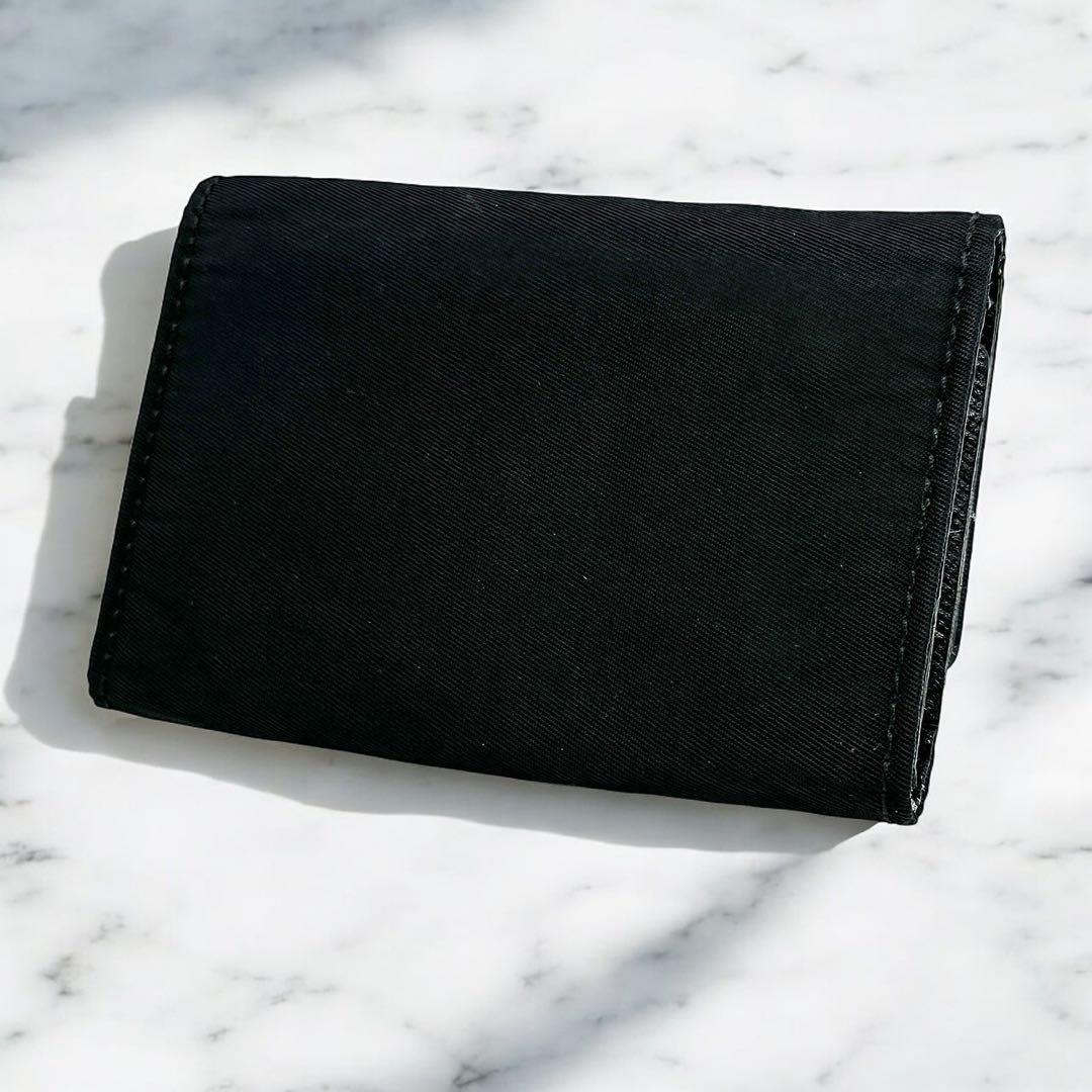 【美品完備】PRADA ブラック テスートナイロン 三つ折り財布 三角ロゴ