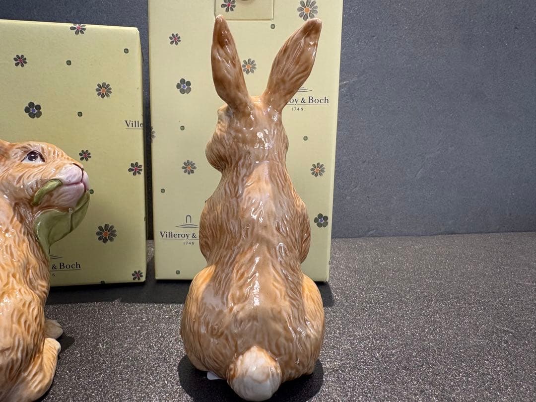 【レア箱付】ビレロイ&ボッホ　うさぎ　置物　2セット　イースター
