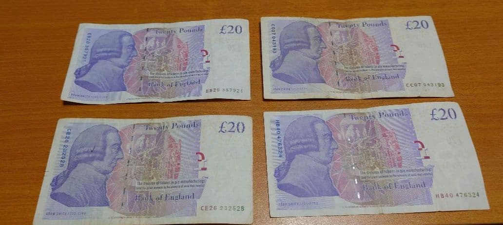 イギリス ポンド 旧紙幣 £20×4枚 £80