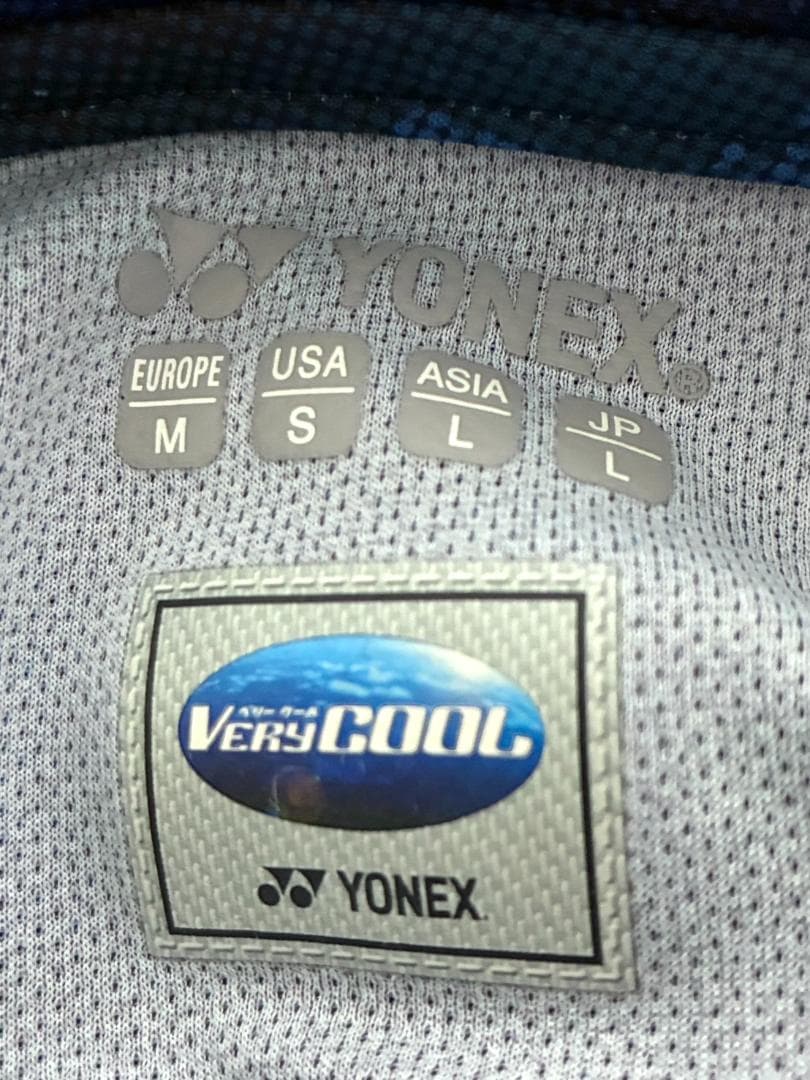 【早い者勝ち✨】ヨネックス メンズ 半袖 ゲームシャツ L ネイビー系 総柄