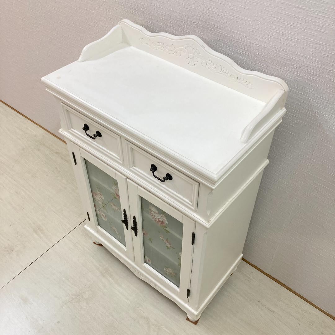 カトラリーキャビネット　ホワイトローズ　フレンチテイスト　姫家具