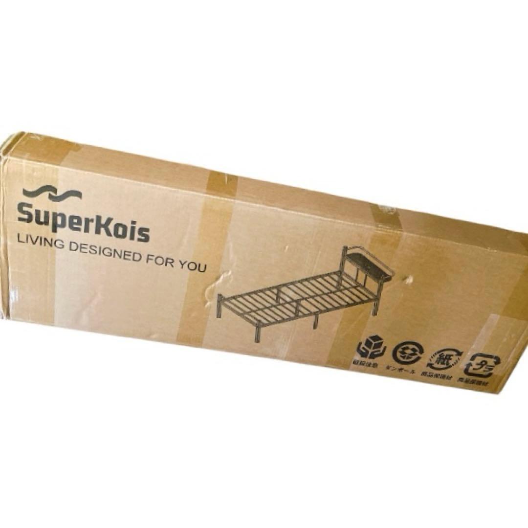 ベッドフレーム シングル 宮棚2口コンセント パイプベッド 頑丈 通気性 白