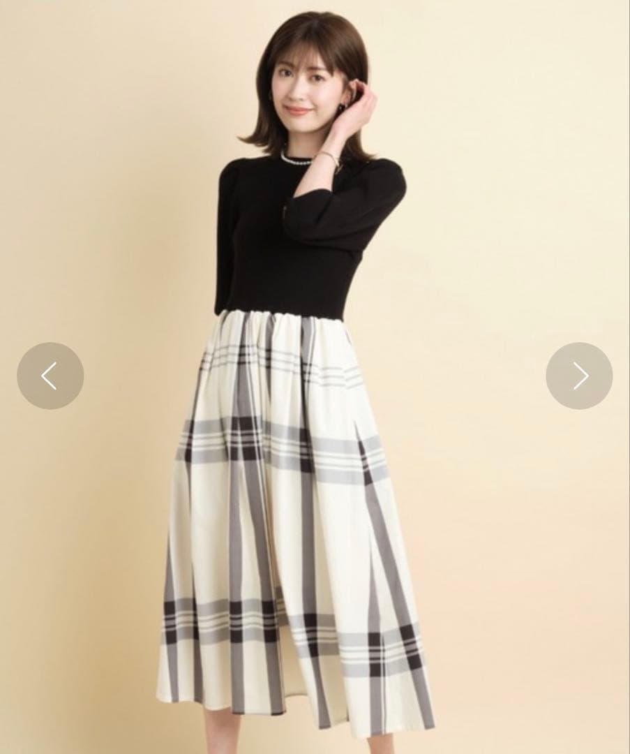 アプワイザーリッシェ【チェックドッキングミディワンピース】Apuweiser