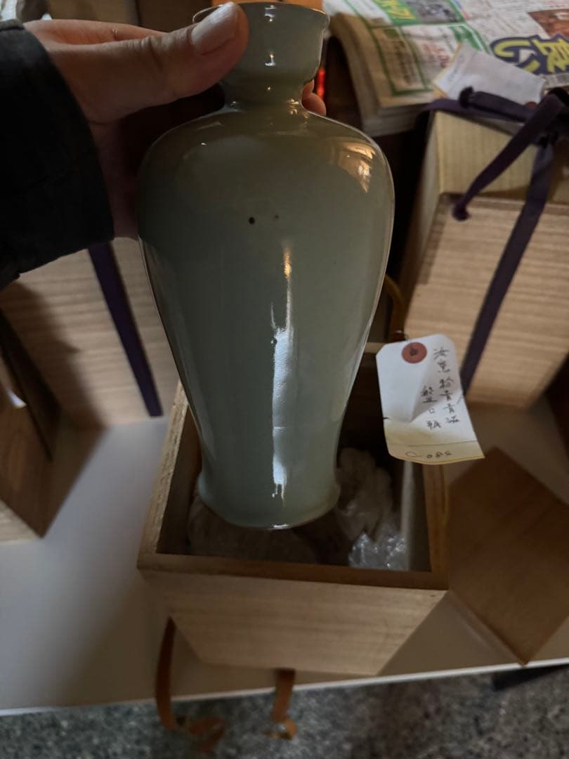 ‼️最後の値段‼️リサイクルFORT‼️new9/9唐物①‼️汝窯粉青青磁盤口瓶‼️