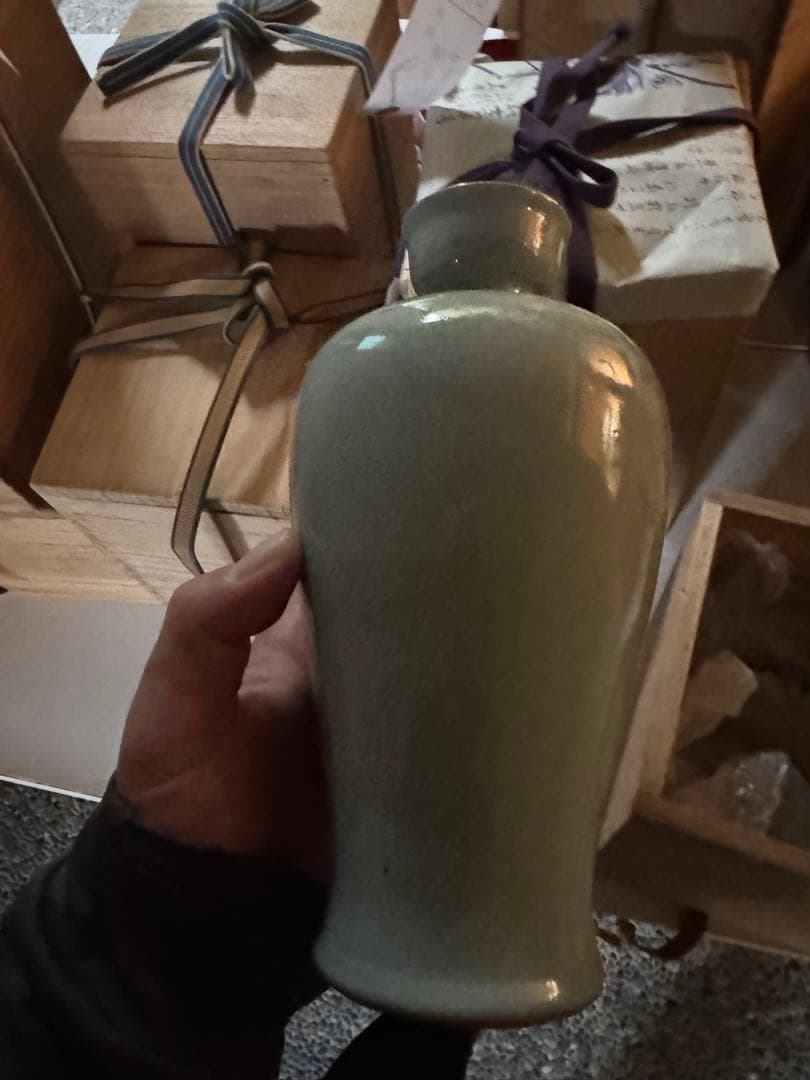 ‼️最後の値段‼️リサイクルFORT‼️new9/9唐物①‼️汝窯粉青青磁盤口瓶‼️