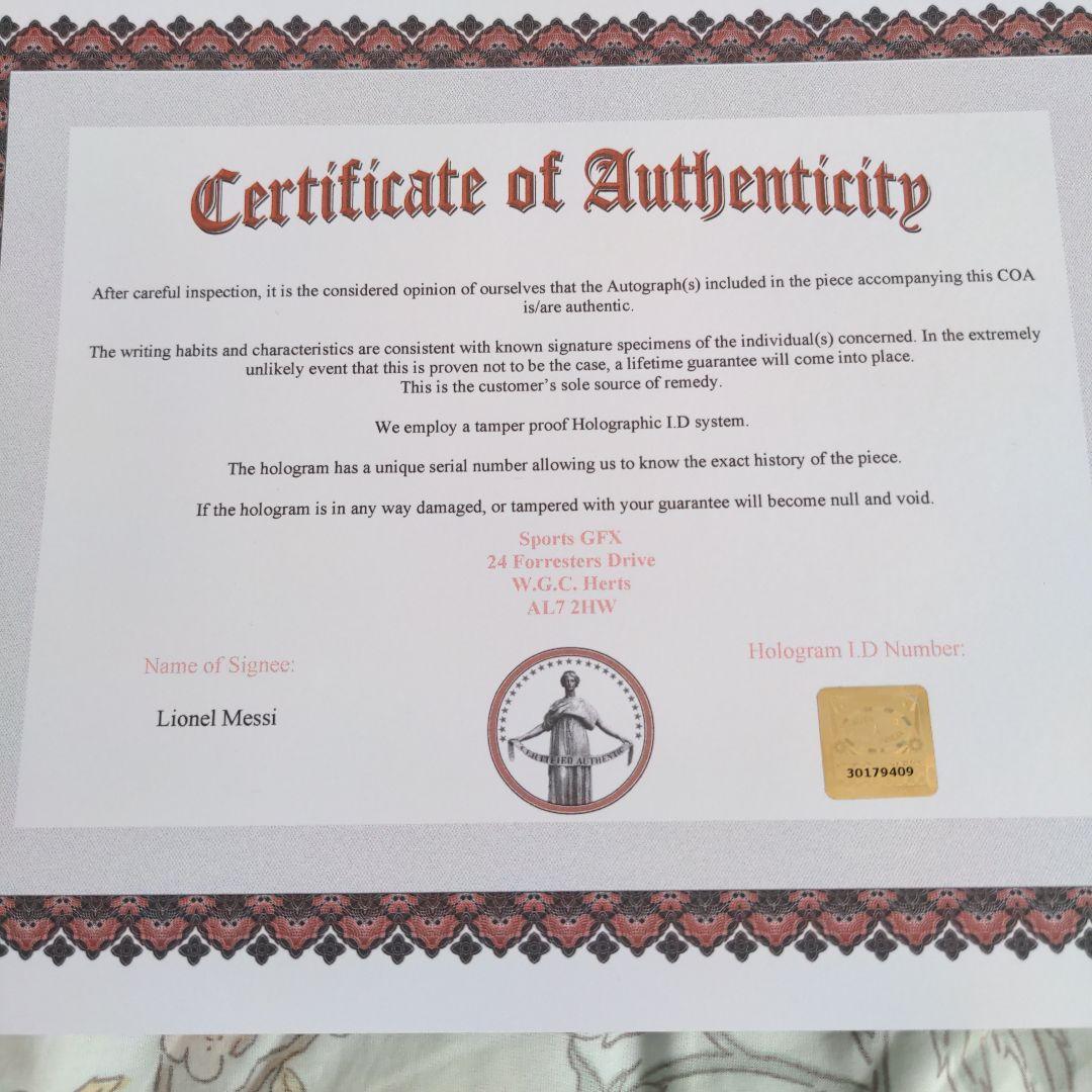 リオネル・メッシ 直筆サイン入りフォト、証明書付き