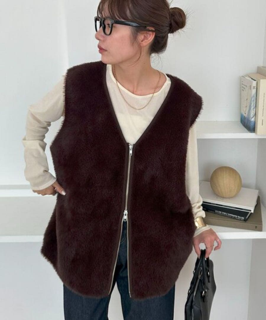 DISCOAT 【ユニセックス】ミンクライクファーベスト