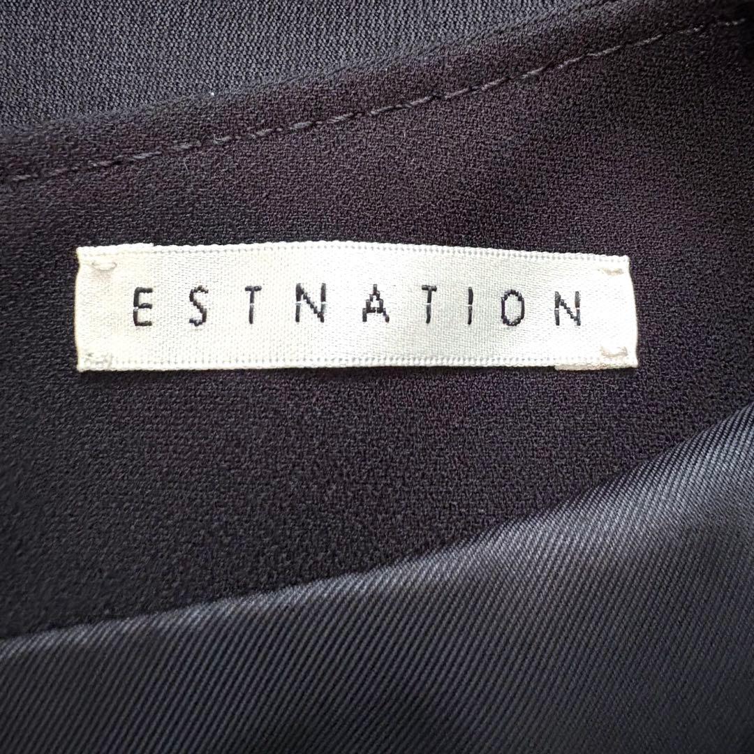 美品 ESTNATION エストネーション ダブルクロスVネックワンピース 黒