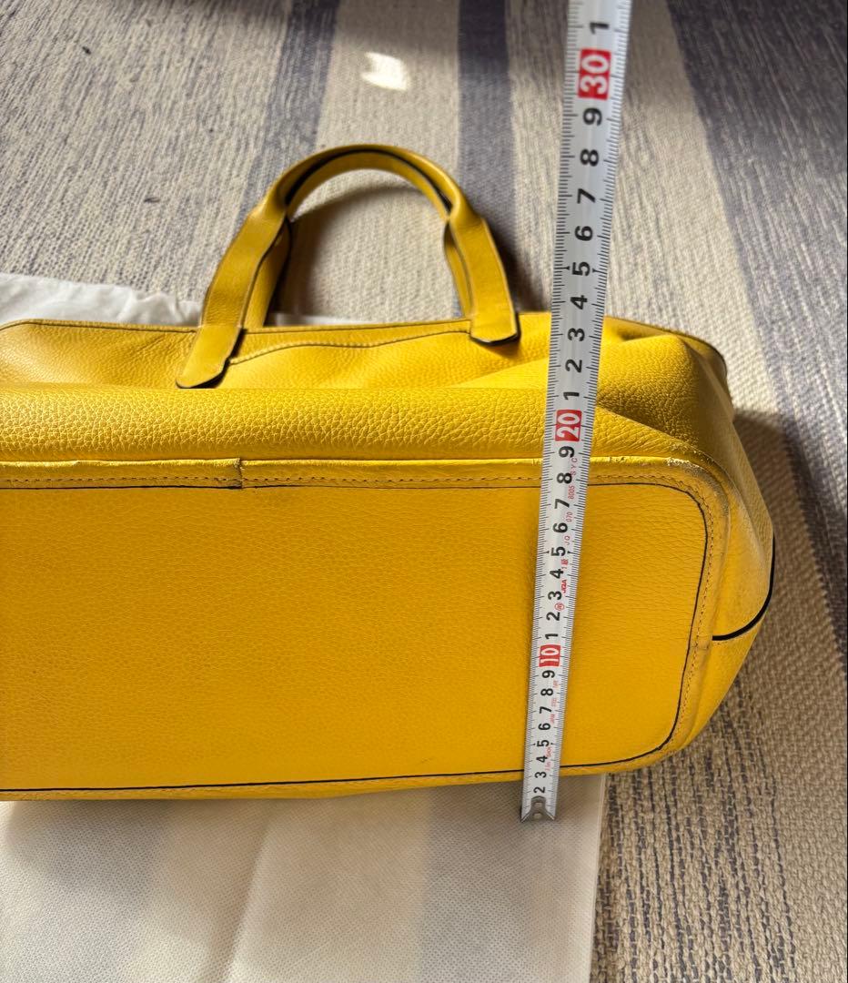 COACH コーチ レザートートバッグ メンズ イエロー A4収納可 保存袋付き