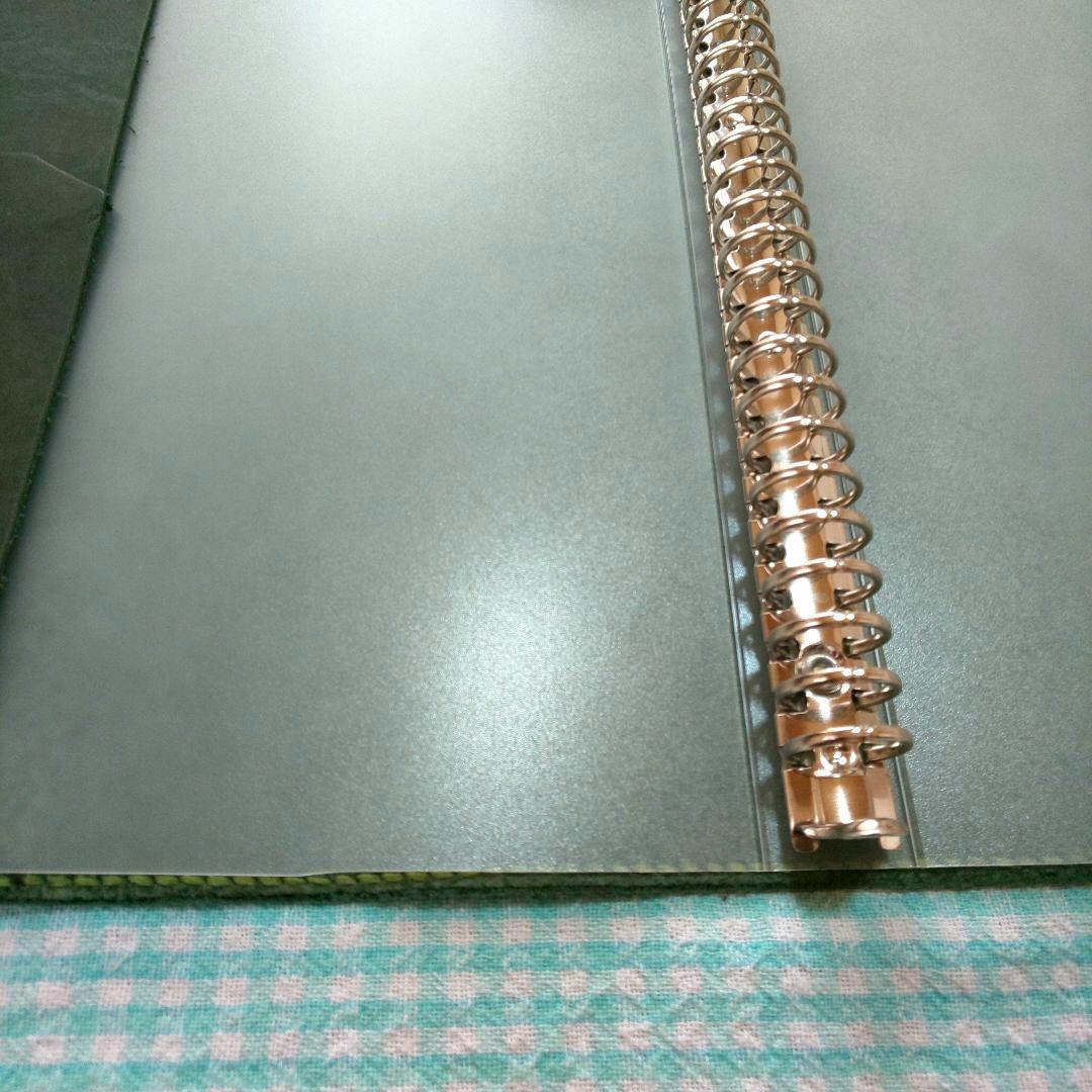 オイルワックスヌメ革 ダークグリンカバー B5 26穴バインダー付