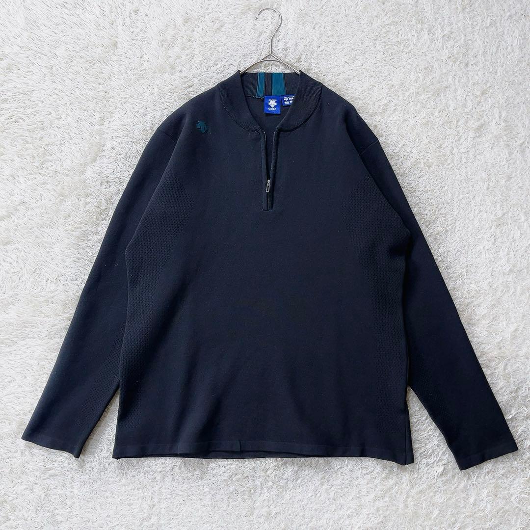 デサントゴルフ メンズ ハーフジッププルオーバー ニット　22年製　M ブラック