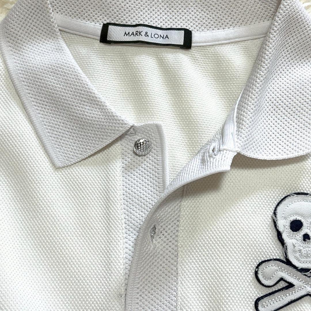 MARK &LONA スカル刺繍 ホワイトポロシャツ48 メンズ 近年モデル