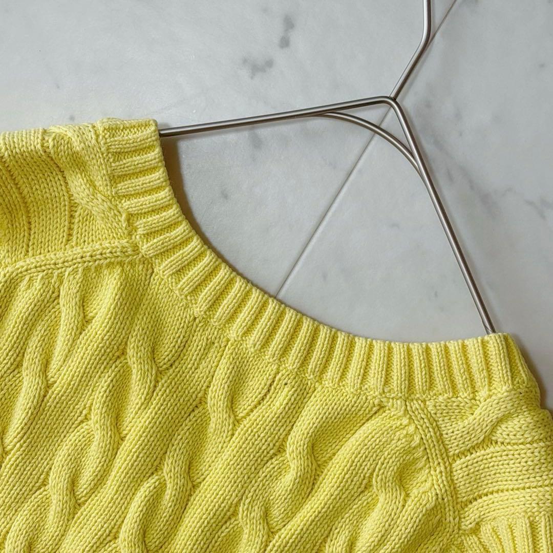 極美品 ラルフローレン ケーブルニットベスト ポニー刺繍 コットン 現行 QR