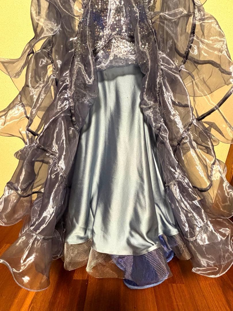 社交ダンスドレス　スタンダード　ブルーグレー