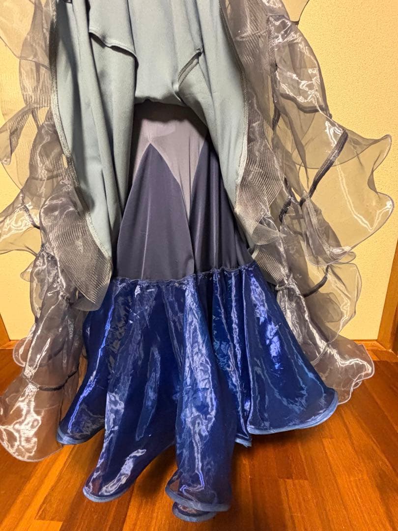 社交ダンスドレス　スタンダード　ブルーグレー