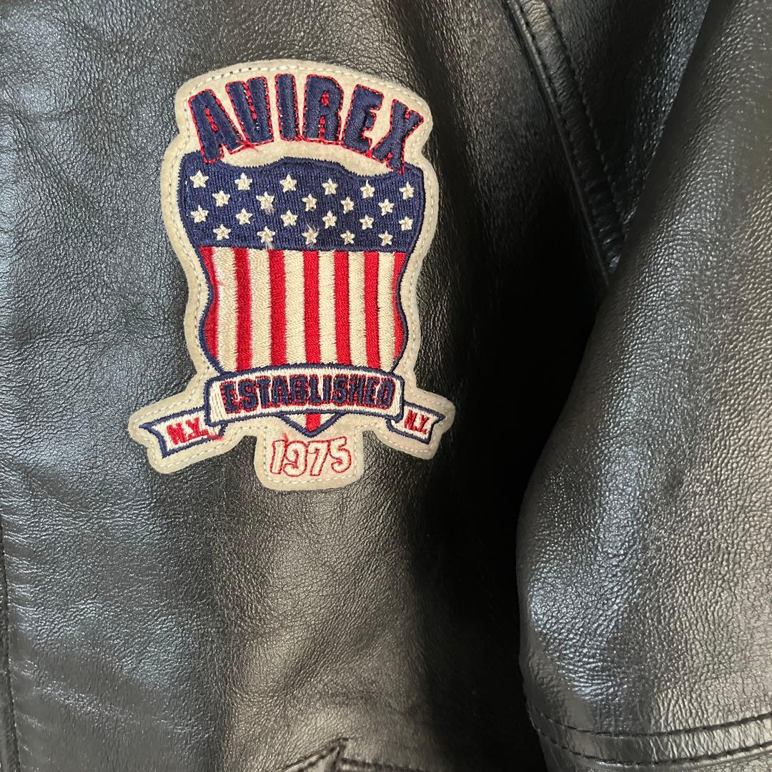 【新品、未使用】AVIREXのブラックレザージャケット　Mサイズ