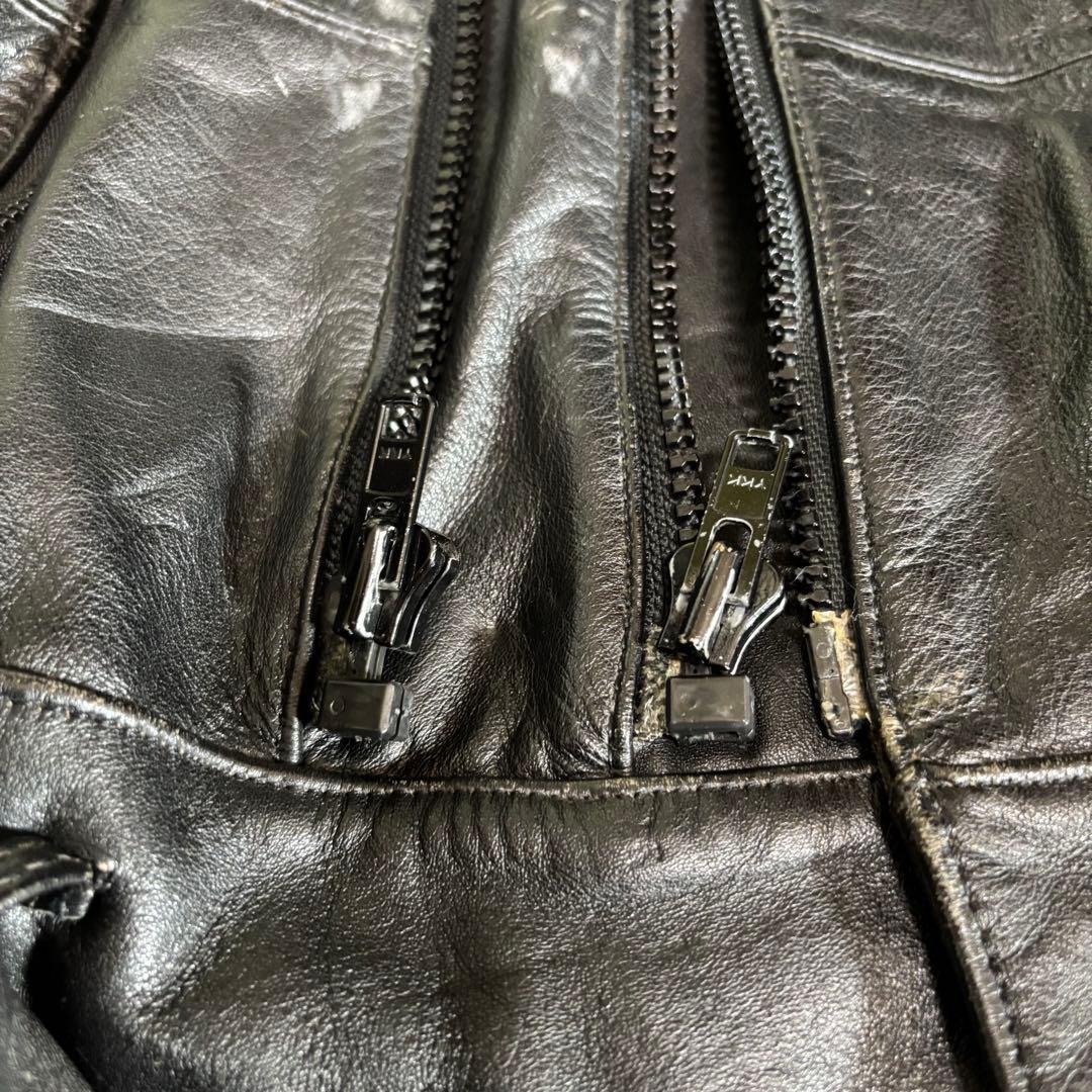 STEINMARK本革 パデッドライダースジャケト ベルト付き44