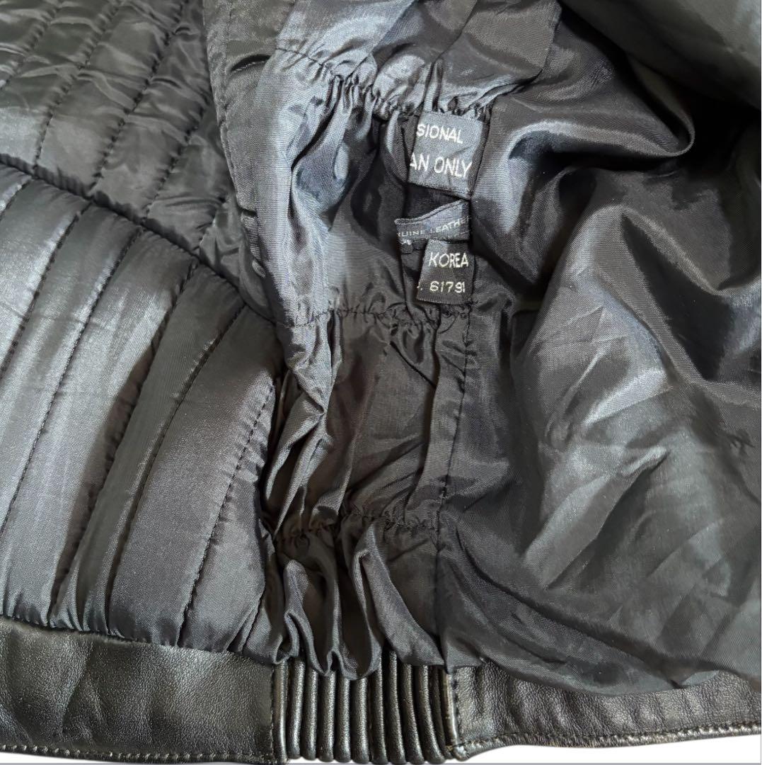 STEINMARK本革 パデッドライダースジャケト ベルト付き44