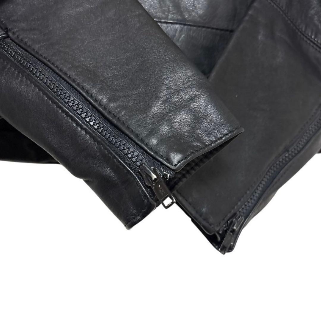 STEINMARK本革 パデッドライダースジャケト ベルト付き44