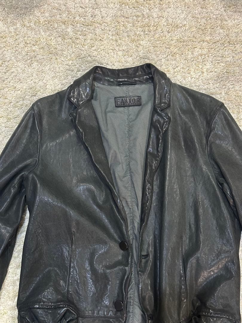 黒 レザージャケット シングルブレスト