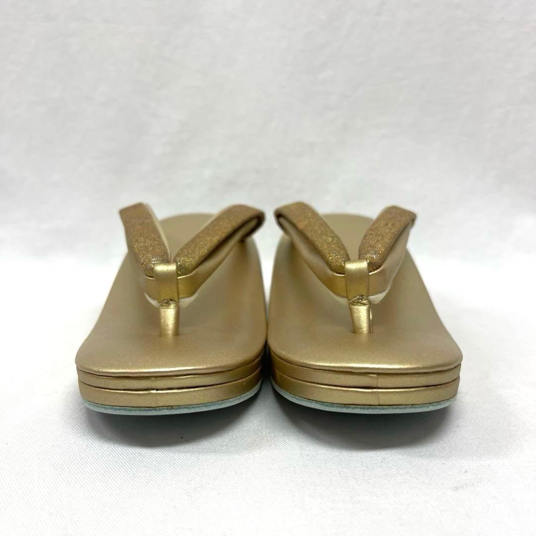 【高級和装小物】バッグと草履セット　紅白梅図　ゴールド