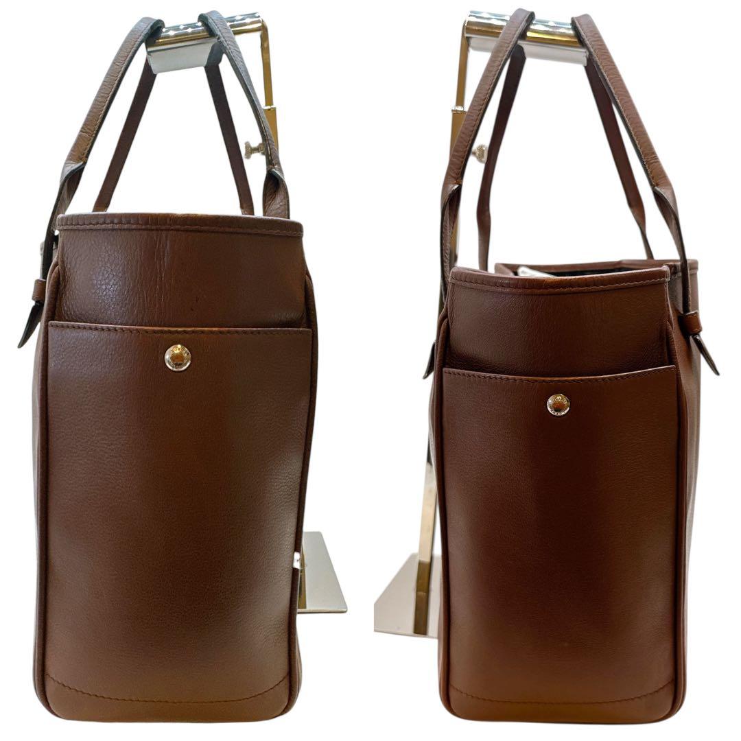 定番✨ロエベ ヘリテージ ロゴドン 肩掛け トートバッグ レザー ブラウン