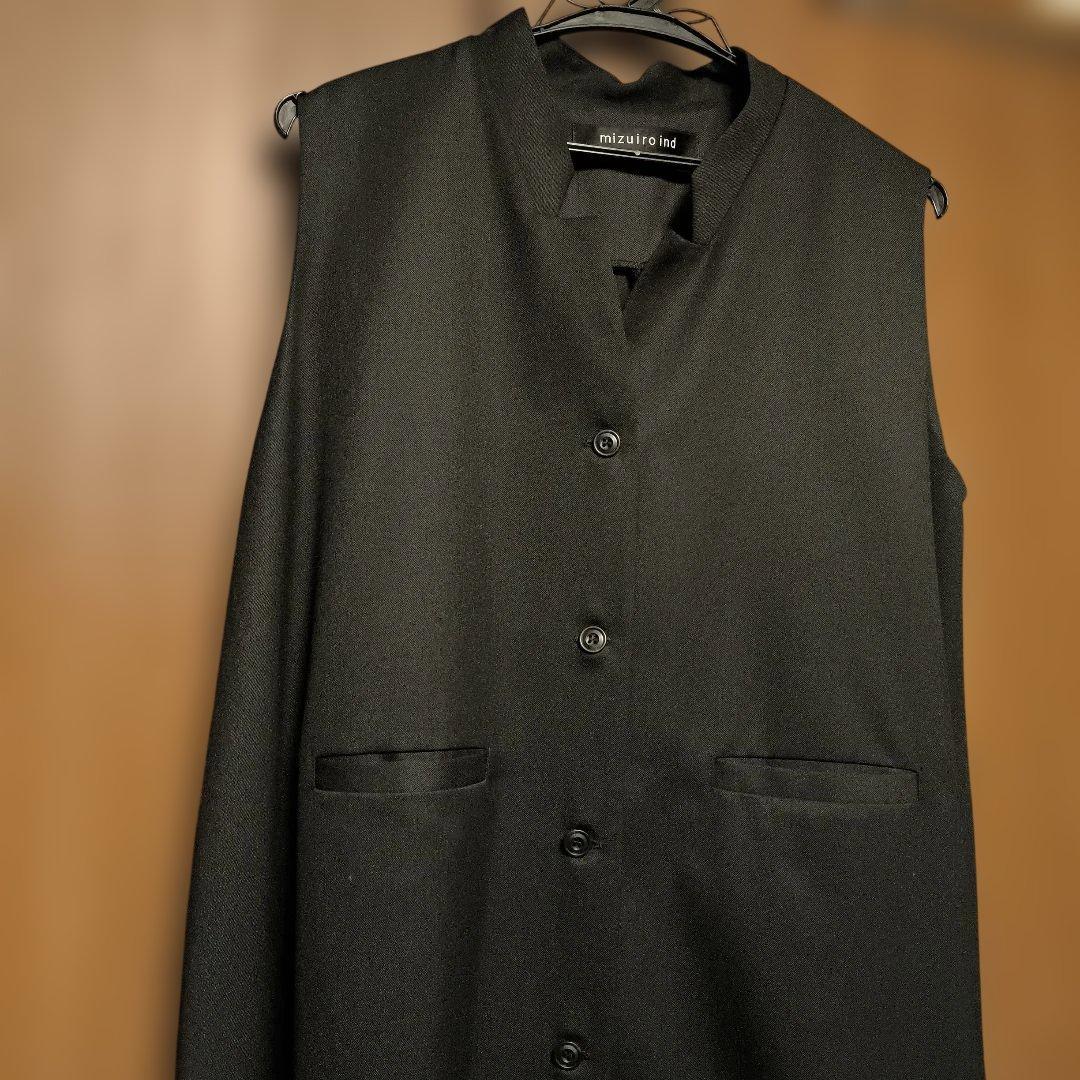 mizuiro ind 黒ロングジレ　ワンピース ベスト