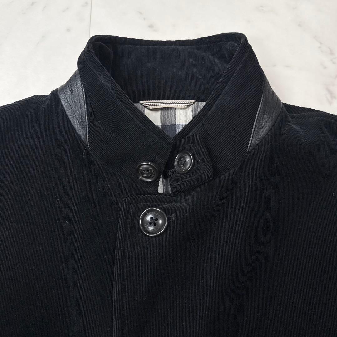 バーバリーロンドン コーデュロイ ハーフコート メガチェック ブラック Lサイズ