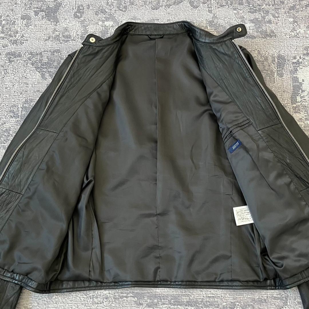 【00S】オールドユニクロ ライダースジャケット ラムレザー 短丈 ブラック 黒