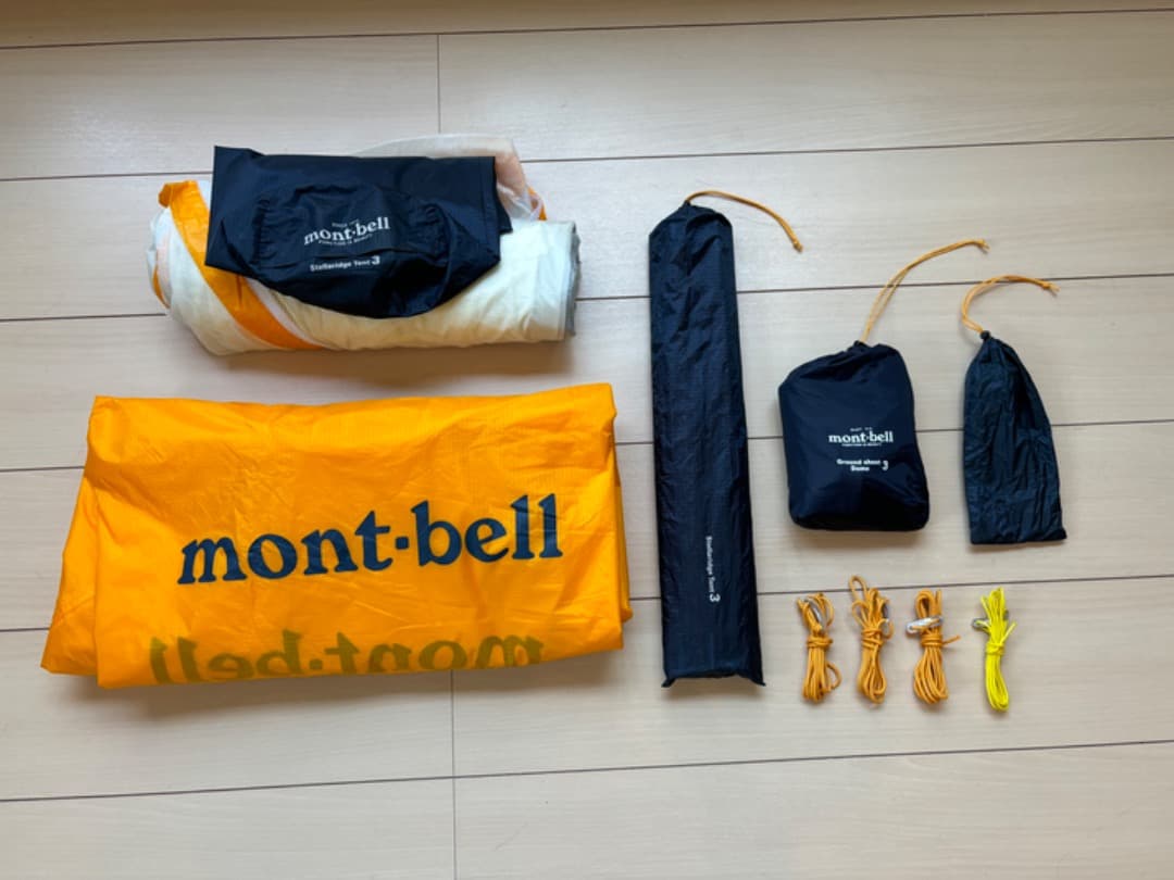 モンベル　ステラリッジテント３（旧型スリーブ式）フライ・グランドシート付